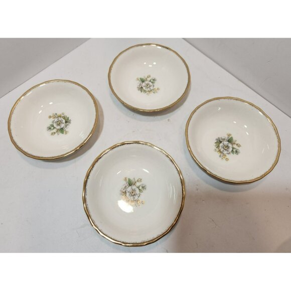 Vtg Royal Tudor Porcelain Linda Floral Pattern 5" Fruit/Dessert Bowls Set Of 4 - Picture 2 of 7